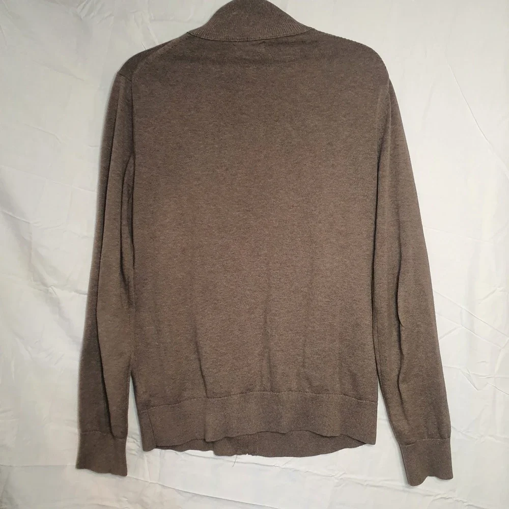 Banana Republic Mens Argyle Full Zip Cardigan Sweater Brown 100% Cotton M 302721